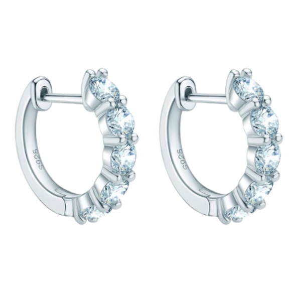 1ct. t.w. Moissanite Diamond 3mm Hoop Earrings NEW - Picture 3 of 10